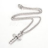 Tarnish Resistant 304 Stainless Steel Rolo Chain Cross Pendant Necklaces NJEW-JN01287-2
