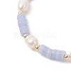 Synthetic Blue Lace Agate & Cultured Freshwater Pearl Beaded Bracelets for Women BJEW-JB13249-01-3