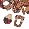 Walnut Wood & Transparent Resin & Gold Foil Pendants WD-CBA583A-07-2