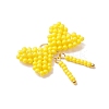 Glass Seed Beaded Bowknot Pendants PALLOY-MZ01055-01-3