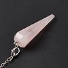 Natural Rose Quartz Hexagonal Pointed Cone Dowsing Pendulum Pendants G-G983-05P-02-5