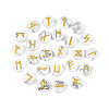 Brass Elder Futhark Alphabet Engraved Symbol Flat Round Natural Howlite Rune Stones G-I373-01F-2
