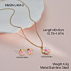 Girl's 304 Stainless Steel Enamel & Rhinestone Pendant Necklaces & Stud Earrings Sets WG1BA9D-01-1