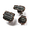 Irregular Rectangle Natural Tourmaline Open Cuff Rings RJEW-M157-11R-1