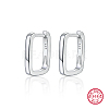 Rectangle Rhodium Plated 925 Sterling Silver Hoop Earrings IL6021-4-1