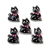 Transparent Resin Bowknot Kitten Decoden Cabochons RESI-M045-07C-1