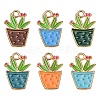 6Pcs 6 Colors Alloy Enamel Pendants ENAM-YW0002-47-1
