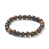 Natural Tiger Eye Beaded Stretch Bracelets BJEW-D446-C-43-2