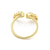 Rack Plated Brass Micro Pave Cubic Zirconia Teardrop with Wing Open Cuff Rings for Women RJEW-Z039-12G-3