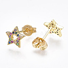 Brass Micro Pave Cubic Zirconia Ear Studs EJEW-S201-48-1