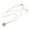 304 Stainless Steel Enamel Blue Evil Eye Flower Pendant Necklaces for Women NJEW-A064-02G-4