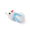 Glass Seed Beaded Snowman Pendants PALLOY-MZ01007-04-3