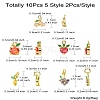 10Pcs 5 Styles Brass Charms KK-CJ0001-73-8