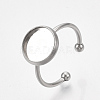 Tarnish Resistant 201 Stainless Steel Cuff Finger Rings Components STAS-T047-19B-4