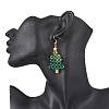 Christmas Tree Handmade Glass Seed Beads Dangle Earrings EJEW-MZ00489-2