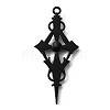 Jet Rhinestone Cross Pendant with Black Enamel ENAM-WH0001-06EB-01-2