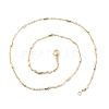 Brass Cable Chains with Column Beaded Necklace for Women NJEW-P265-24G-3