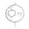 304 Stainless Steel Paperclip Chains & Cable Chain Jewelry Sets SJEW-K153-05P-1