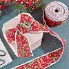 10 Yards Printed Polyester Imitation Linen Wrapping Ribbon OCOR-WH0078-45-6