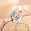 Teardrop & Dragonfly Bohemian Style Zinc Alloy with Resin Synthetic Moonstone Cuff Rings for Women FS-WGB4FBF-01-1-1