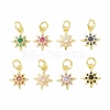 Rack Plating Brass Micro Pave Cubic Zirconia Pendants KK-H428-09G-1