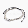 304 Stainless Steel Smooth Round Spacer Beads Braided Bead Bracelets BJEW-JB03834-01-1