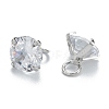 Brass Clear Cubic Zirconia Charms ZIRC-G170-11P-2