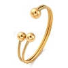 304 Stainless Steel Round Ball Cuff Bangles for Women BJEW-P310-05G-4