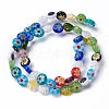 Flat Round Handmade Millefiori Glass Beads LK-R004-54-3