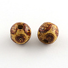 Round Printed Natural Maple Wood Beads X-WOOD-R243-16mm-B04-1