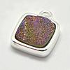 Electroplated Natural Druzy Agate Pendants G-P320-03-2