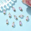 10Pcs Transparent Crackled Glass Cube Connector Charms PALLOY-JF03946-4