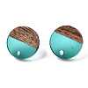 Transparent Resin & Walnut Wood Stud Earring Findings MAK-N032-007A-A01-2