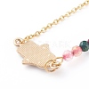 Alloy Rhinestone Hamsa Hand Pendant Necklaces NJEW-JN03406-5