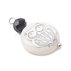 4Pcs 4 Styles Natural Shell & Black Glass Flat Round Pendants PALLOY-JF04290-4