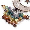 Wire Wrapped Brass Moon & Natural Rose Quartz Pendant Decoration HJEW-C006-02F-2