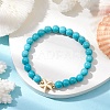 Round Synthetic Turquoise Beaded Stretch Bracelets BJEW-JB10276-02-4