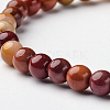 Natural Mookaite Round Bead Stretch Bracelets BJEW-L594-B05-2