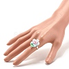 Flower with Cat Resin Adjustable Ring RJEW-JR00424-01-3
