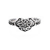 Heart with Flower Alloy Open Cuff Ring for Women RJEW-T009-27AS-1