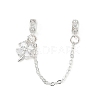 Brass Pave Clear Cubic Zirconia European Safety Chains with Charms KK-L236-15C-S-1