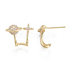 Brass Micro Pave Clear Cubic Zirconia Stud Earrings EJEW-T011-005-NF-3