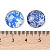 Blue and White Floral Printed Glass Cabochons GGLA-A002-14mm-XX-3