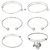 Olycraft 6Pcs 3 Styles 304 Stainless Steel Expandable Bangle Making STAS-OC0001-28-1