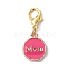 Mother's Day Heart/Flat Round with Word Mom Alloy Enamel Pendant Decorations HJEW-JM01508-4