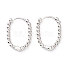 Rack Plating Brass Beaded Oval Huggie Hoop Earrings KK-D069-07P-RS-1