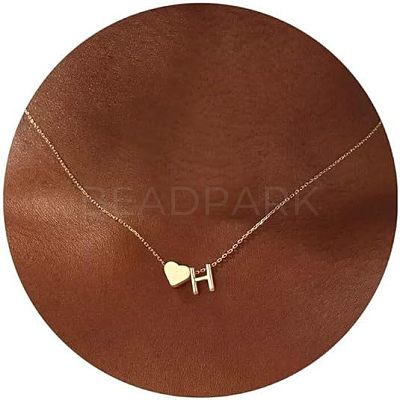 Simple Style Adjustable 316L Surgical Stainless Steel Heart and Initial Pendant Necklaces for Women WG95AEF-08-1