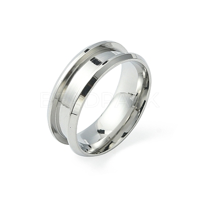 201 Stainless Steel Grooved Finger Ring Settings STAS-TAC0001-10C-P-1