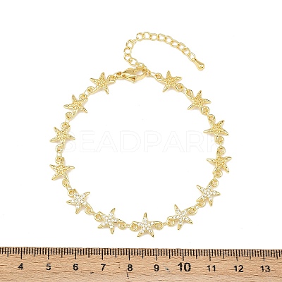 Brass Micro Pave Clear Cubic Zirconia Link Chain Bracelets for Women BJEW-A090-11E-G-1