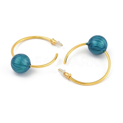 Round Brass Enamel Hoop Earrings for Women EJEW-Q391-35G-01-1
